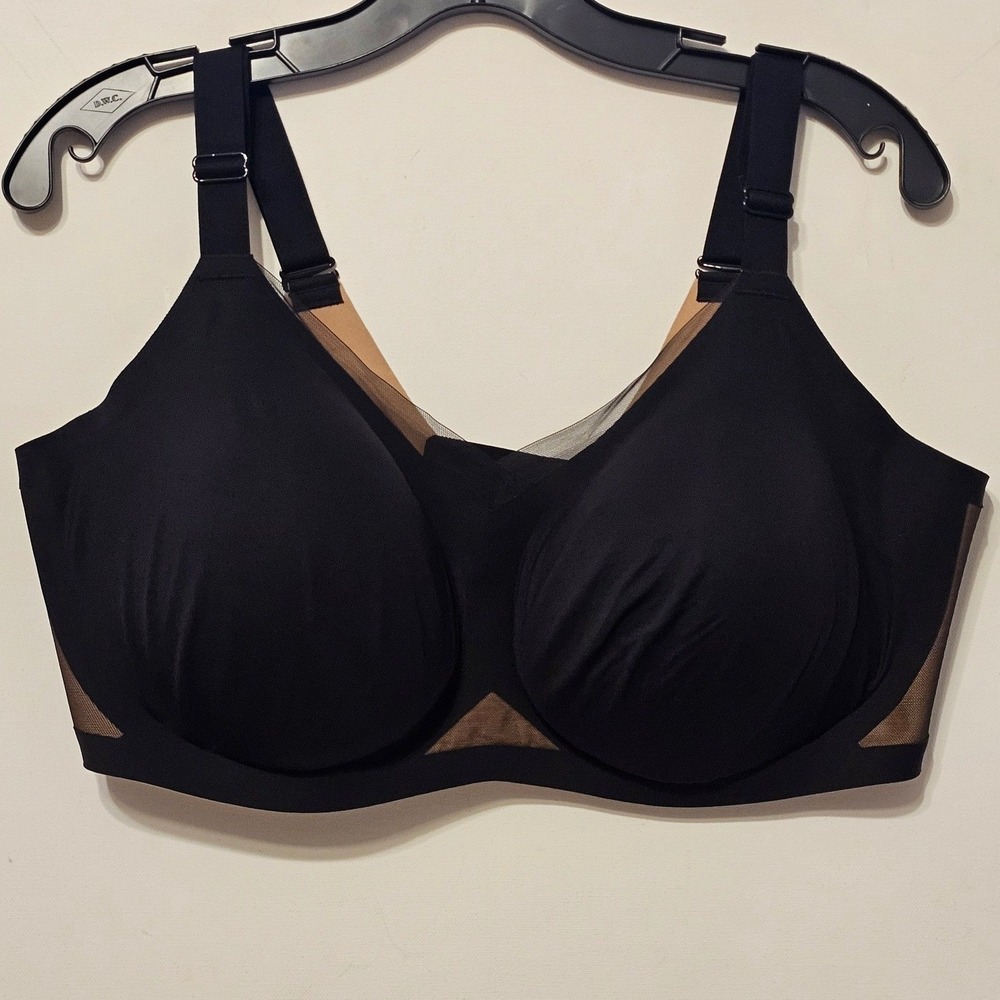 Honeylove Crossover Bra Onyx Black Wireless Supportive Mesh Plus Size 2X+